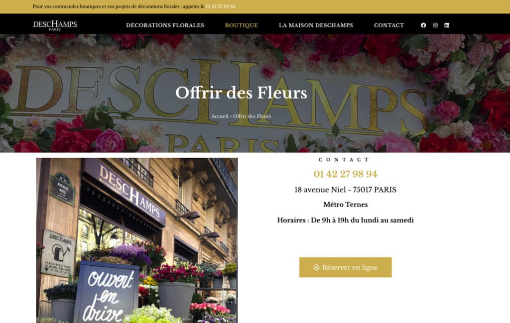 Conception site internet Luc Deschamps fleuriste Paris