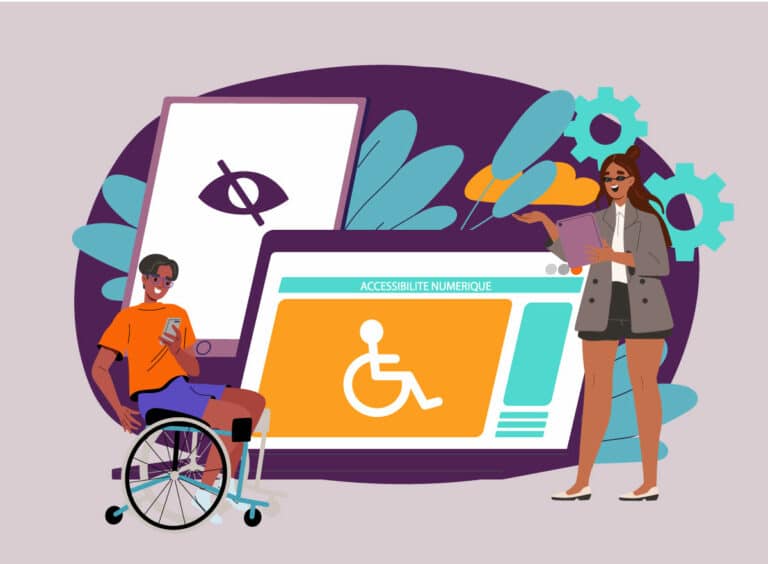 accessibilité web : personnes utilisant des appareils numériques, symbolisant l'accessibilité numérique